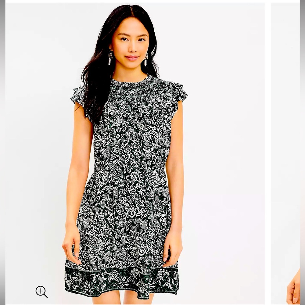 Loft green and white petite dress small